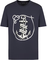 Emporio Armani Navy Blue Letter Embroidery Crew Neck T-Shirt. 6D1T6S-1J7FZ-09U6 Emporio Armani Navy Blue Letter Embroidery Crew Neck T-Shirt. 6D1T6S-1J7FZ-09U6