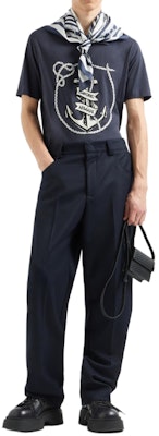 Emporio Armani Navy Blue Letter Embroidery Crew Neck T-Shirt. 6D1T6S-1J7FZ-09U6 Lookbook Emporio Armani Navy Blue Letter Embroidery Crew Neck T-Shirt. 6D1T6S-1J7FZ-09U6