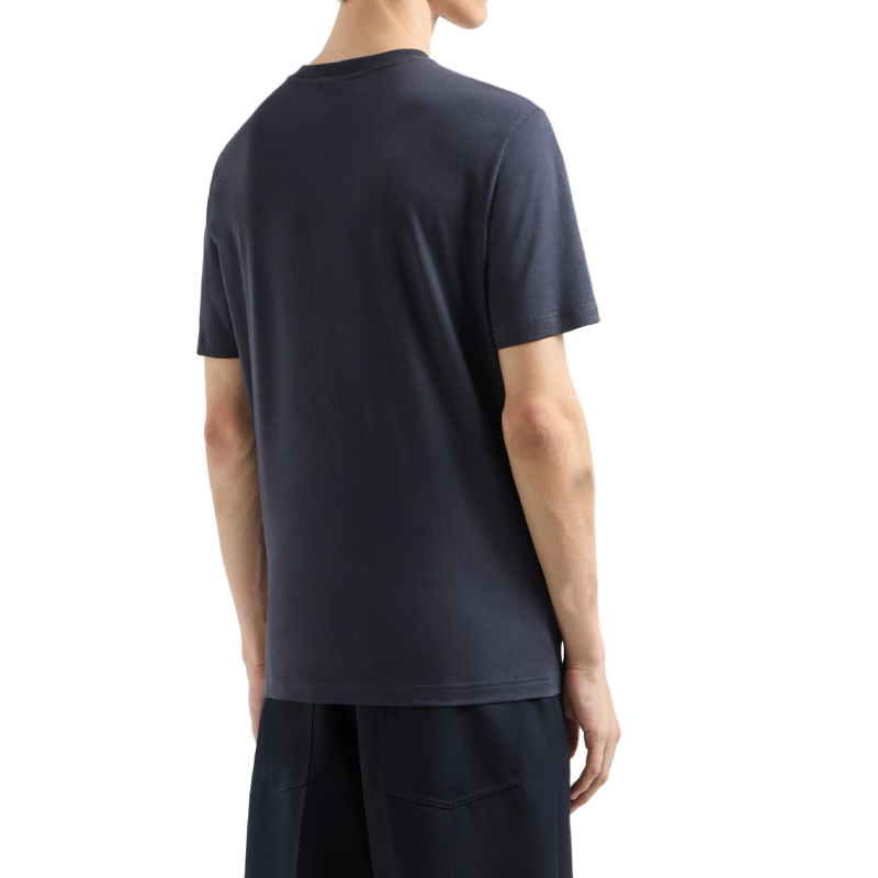 Purchase Emporio Armani  Navy Blue Letter Embroidery Crew Neck T-Shirt. 6D1T6S-1J7FZ-09U6