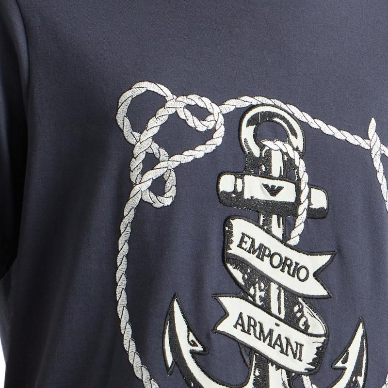 Details for Emporio Armani  Navy Blue Letter Embroidery Crew Neck T-Shirt. 6D1T6S-1J7FZ-09U6