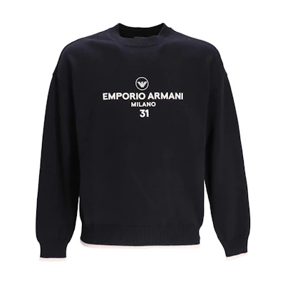 Emporio Armani Navy Blue Letter Print Crew Neck Sweatshirt. 3L1MT5-1MD4Z-0920
