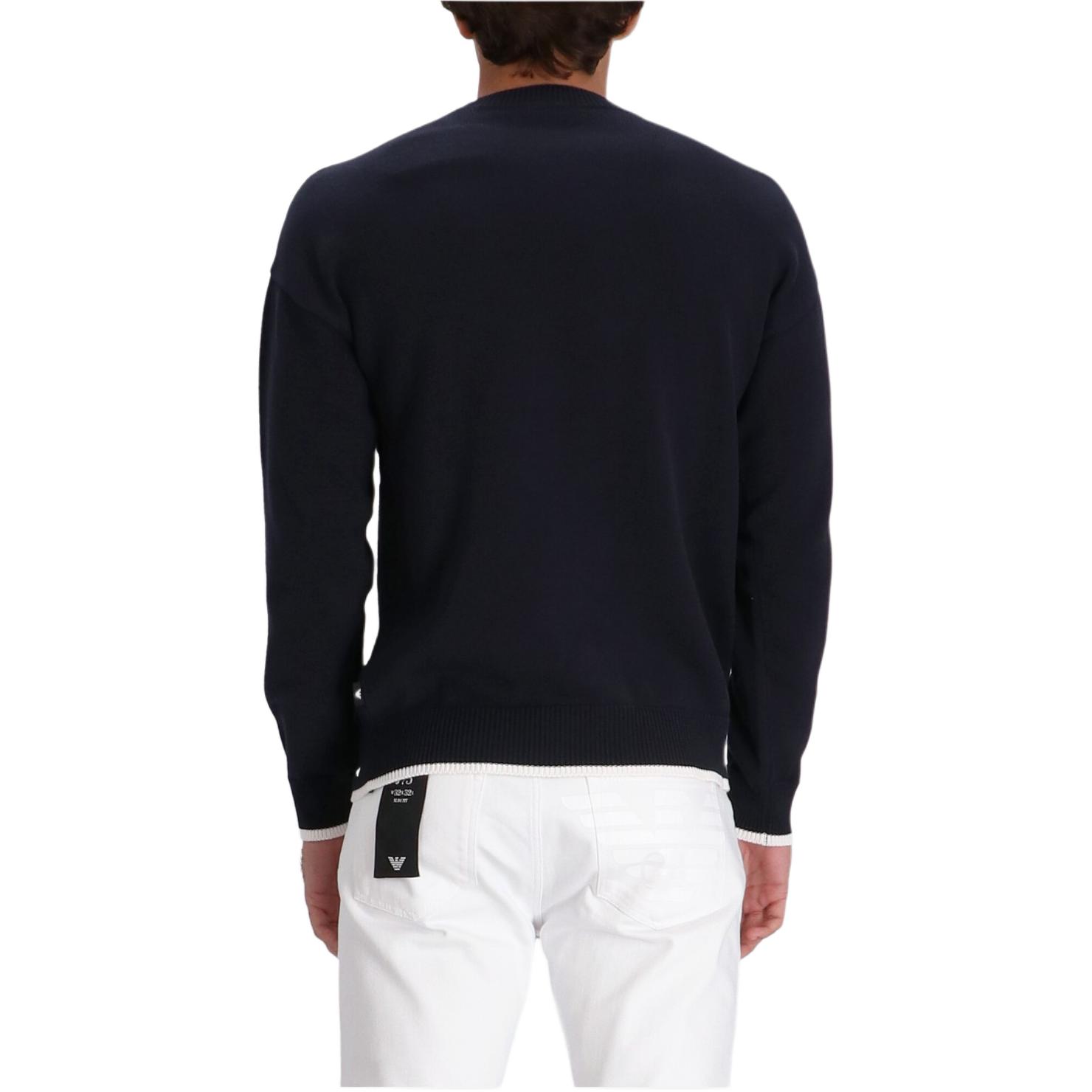 Shop Emporio Armani 海軍藍字母印花圓領長袖上衣. 3L1MT5-1MD4Z-0920