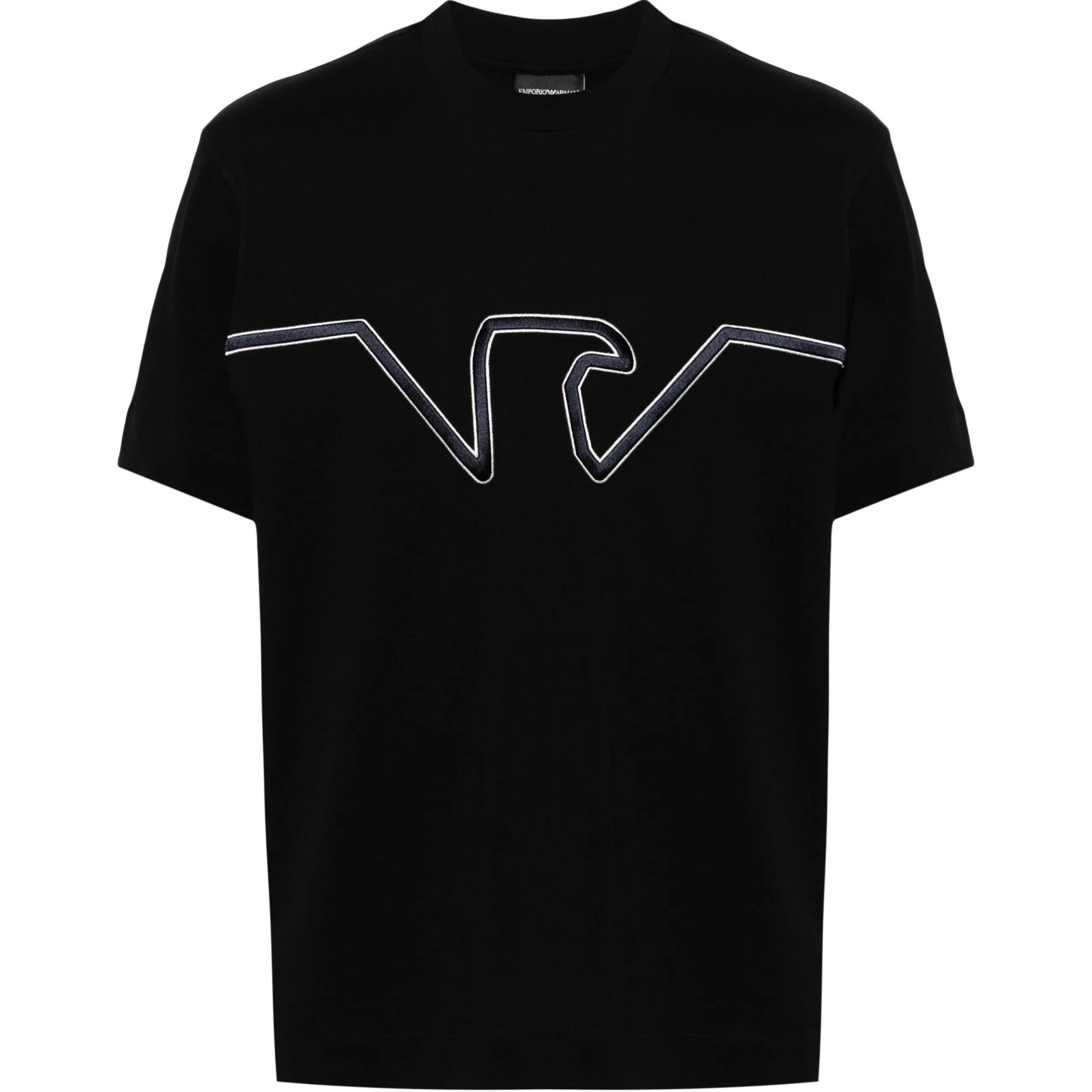 Emporio Armani  Navy Blue Logo Embroidered Crew Neck T-Shirt SS24. 6D1TQ9-1JWZZ-09U2