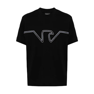 Emporio Armani Navy Blue Logo Embroidered Crew Neck T-Shirt SS24. 6D1TQ9-1JWZZ-09U2