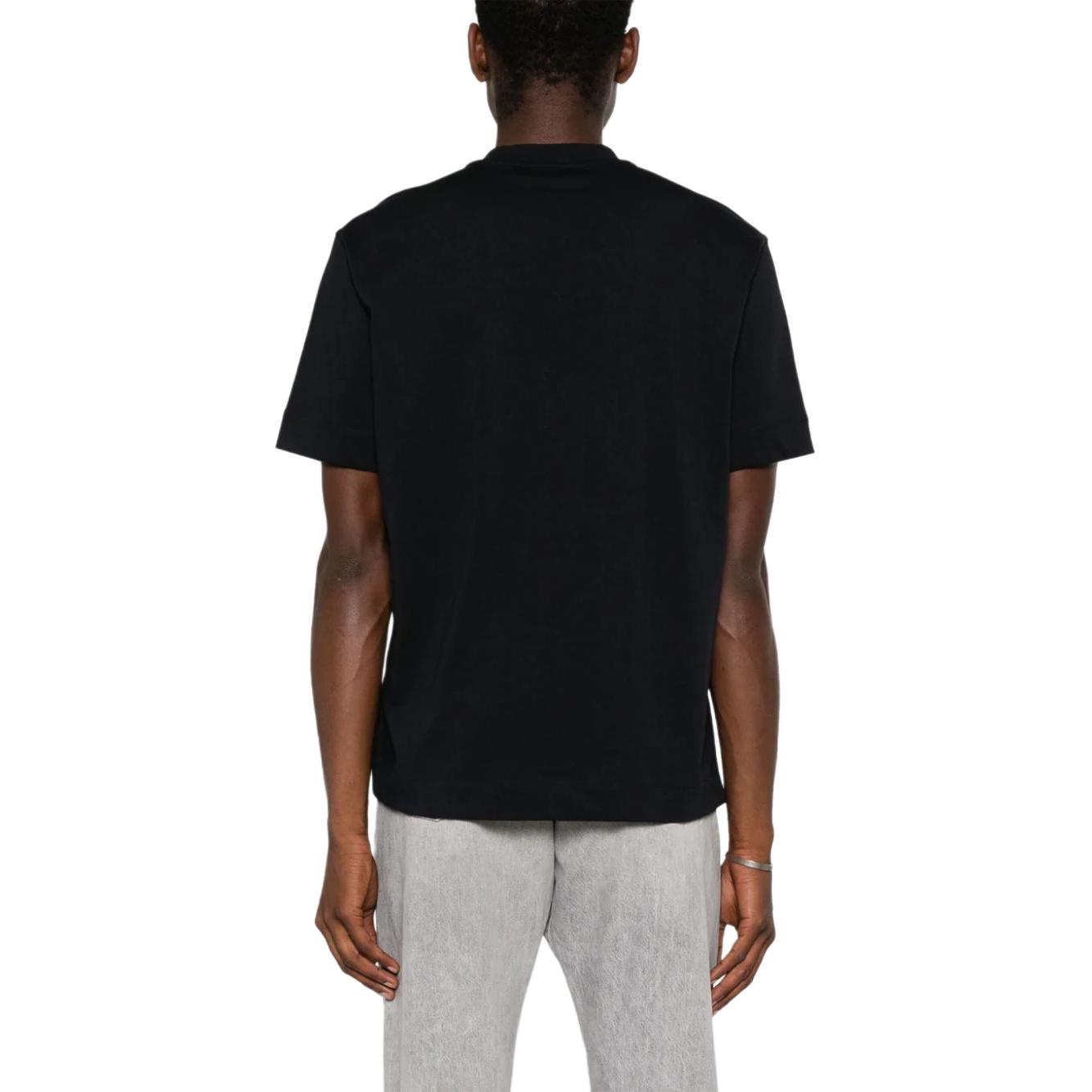 Shop エンポリオ アルマーニ ネイビーブルー ロゴ刺繍 クルーネック Tシャツ SS24 6D1TQ9-1JWZZ-09U2