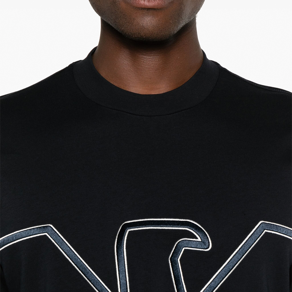 Details for エンポリオ アルマーニ ネイビーブルー ロゴ刺繍 クルーネック Tシャツ SS24 6D1TQ9-1JWZZ-09U2