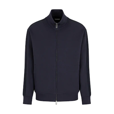 Emporio Armani Navy Blue Logo Embroidered Long-Sleeve Jacket. 6D1MA8-1JHSZ-0920
