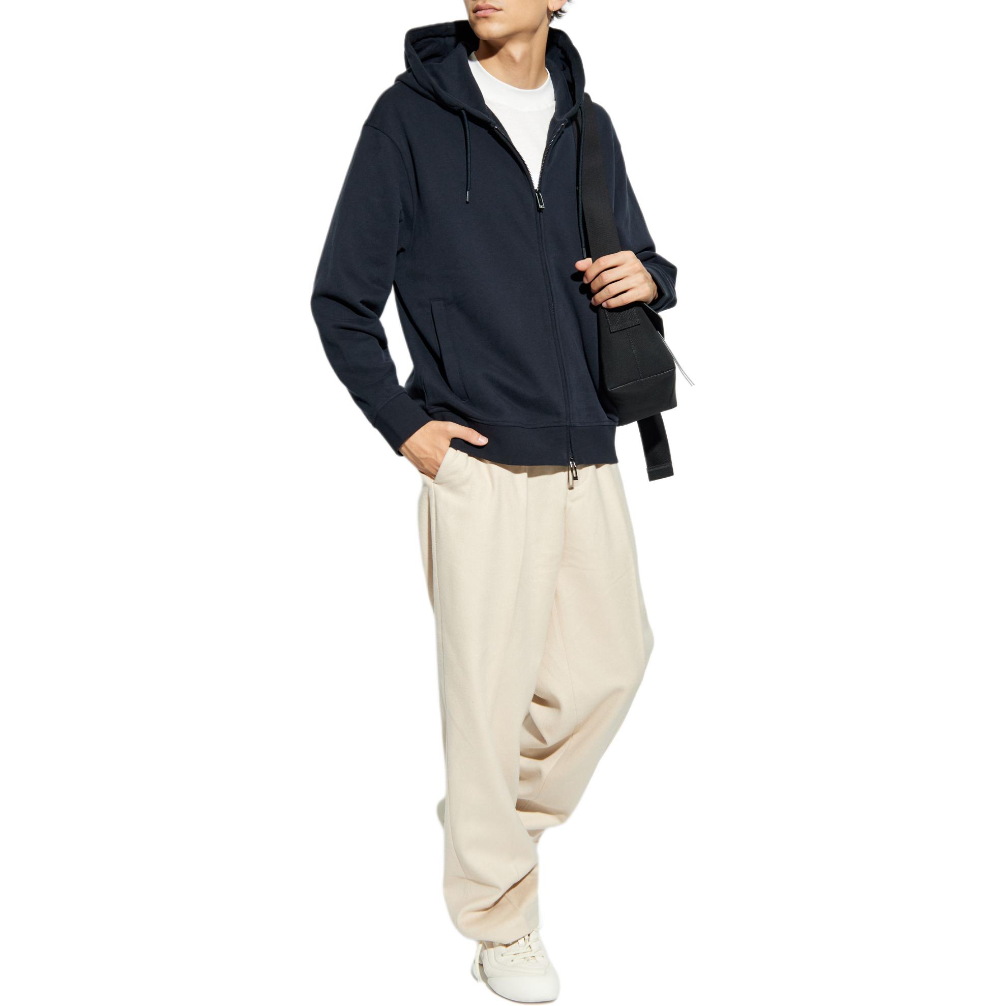 Purchase エンポリオアルマーニ ネイビーブルー ロゴ刺繍 ジップアップフーディジャケット 6D1M91-1JOXZ-0920