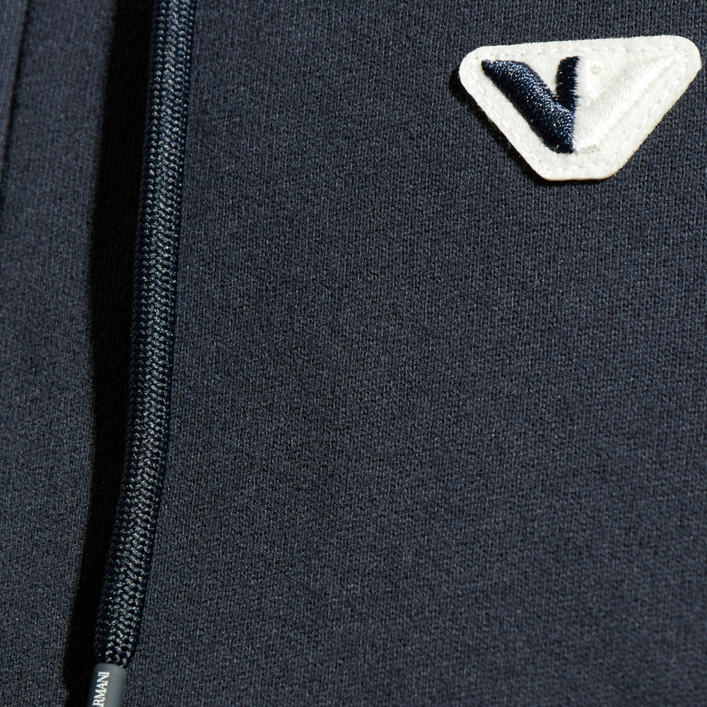 Details for エンポリオアルマーニ ネイビーブルー ロゴ刺繍 ジップアップフーディジャケット 6D1M91-1JOXZ-0920
