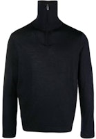 EMPORIO ARMANI Navy Blue Ribbed Knit Sweater with Embroidered Logo. 6R1MXF-1MNFZ-F904 EMPORIO ARMANI Navy Blue Ribbed Knit Sweater with Embroidered Logo. 6R1MXF-1MNFZ-F904