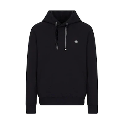 Emporio Armani Navy Blue Solid Logo Patch Hoodie. 8N1MD01-JHSZ1-0920