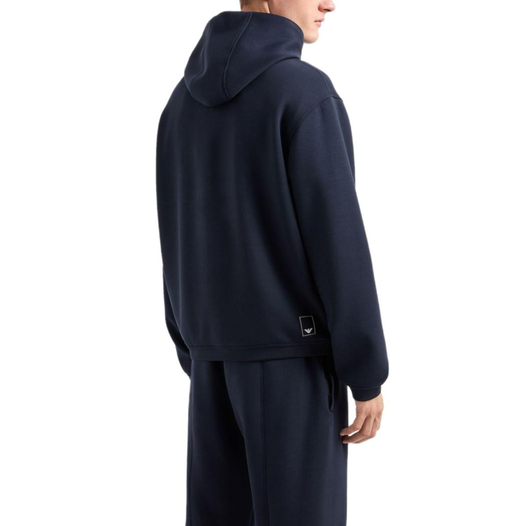 Shop Emporio Armani  Navy Blue Solid Logo Patch Pullover Sweatshirt. EM000314-AF101031-UB118