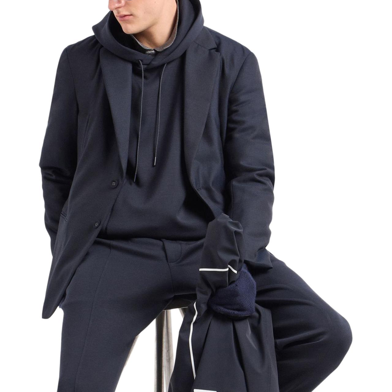 Purchase Emporio Armani  Navy Blue Solid Logo Patch Pullover Sweatshirt. EM000314-AF101031-UB118