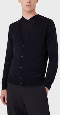 Emporio Armani 海军蓝V领钮扣针织开衫 FW22 8N1E211-M67Z1-0922 Shop Emporio Armani 海军蓝V领钮扣针织开衫 FW22 8N1E211-M67Z1-0922