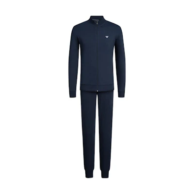 Emporio Armani Navy Logo Print Track Suit Set with High Collar & Joggers. 112103-CS590-00135