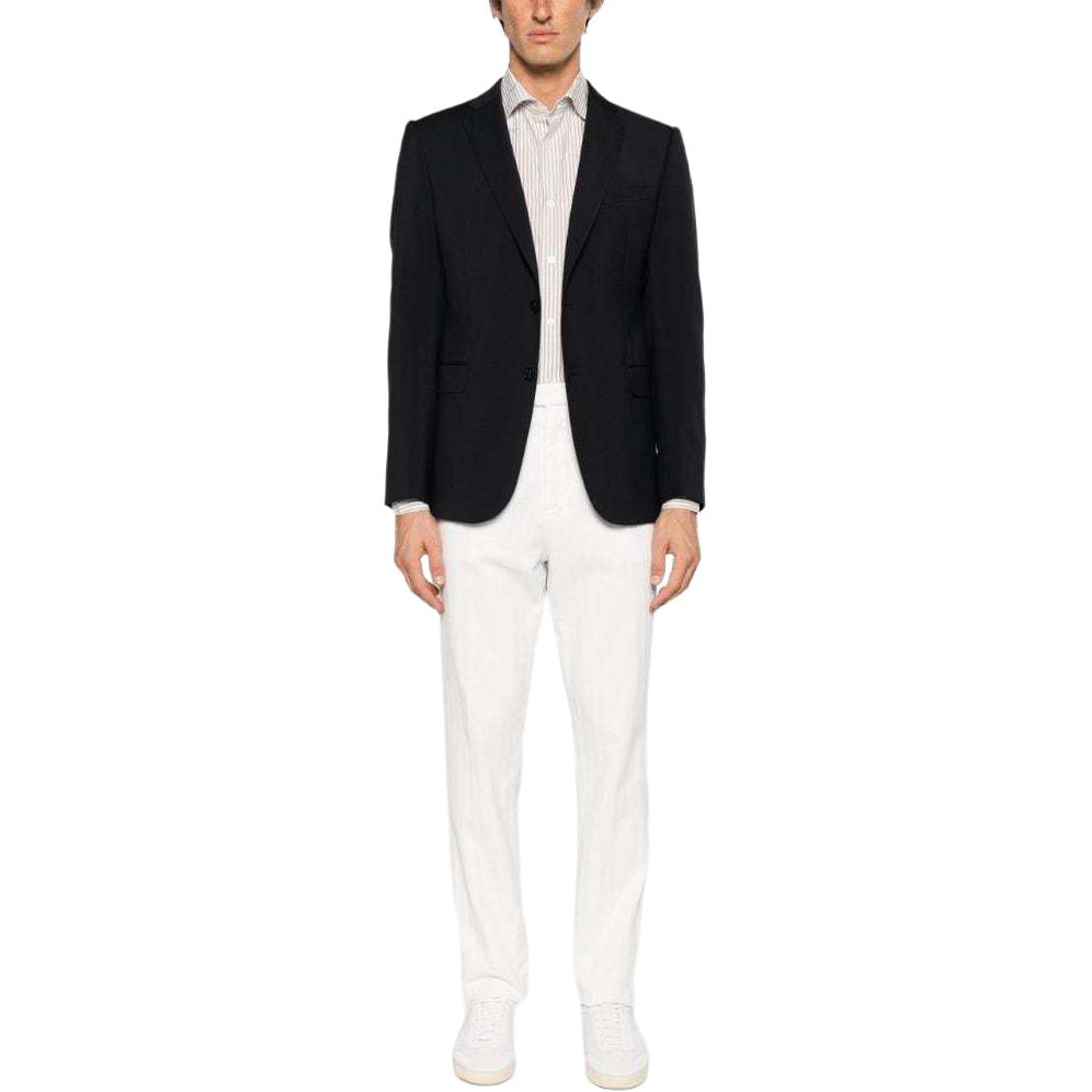 Lookbook Emporio Armani 海军蓝修身单排扣休闲西装外套 SS24。 E31GME-01504-922