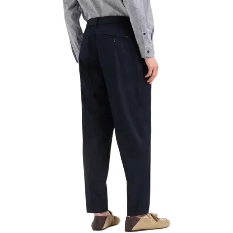 Shop EMPORIO ARMANI 海军蓝修身腰带拉链休闲裤。 3D1PE1-1NQTZ-0920
