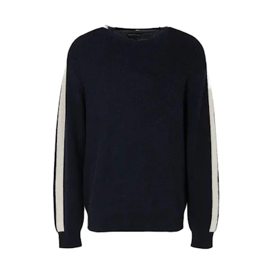 Emporio Armani Navy Striped Knit Long Sleeve Sweater. 6R1MXC1-MNCZ1-0920