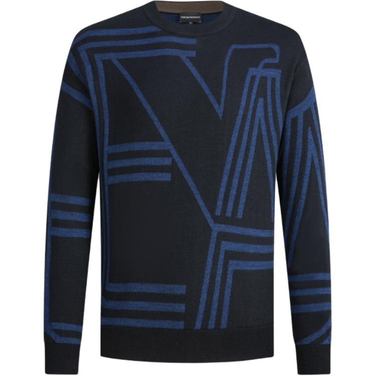 Emporio Armani  Navy Striped Slim-Fit Long Sleeve Crewneck Sweater 6R1MXK-1MNKZ-F957
