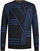 Emporio Armani Navy Striped Slim-Fit Long Sleeve Crewneck Sweater 6R1MXK-1MNKZ-F957 Emporio Armani Navy Striped Slim-Fit Long Sleeve Crewneck Sweater 6R1MXK-1MNKZ-F957