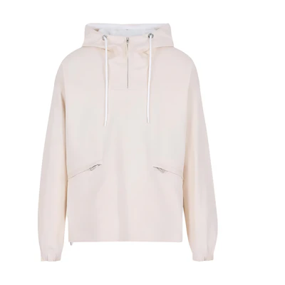 EMPORIO ARMANI Off-White Solid Loose Hoodie Sweater. 3R1BR21-K04Z1-0133