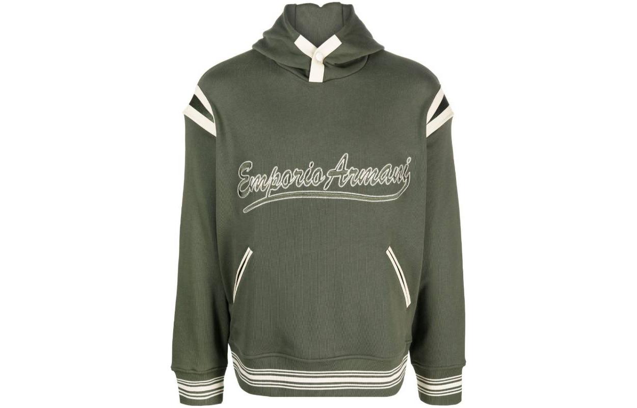 Emporio Armani  Olive Green Logo Print Hooded Sweatshirt. 6R1MG1-1JWPZ-0645