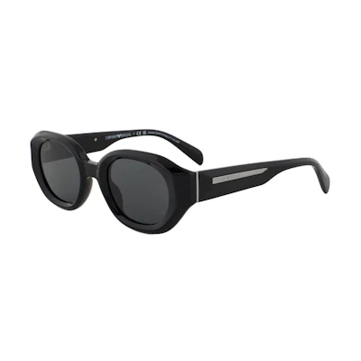 Emporio Armani Oval Sunglasses Black with Lettered Temples EA4230U.L501787.L501787.L