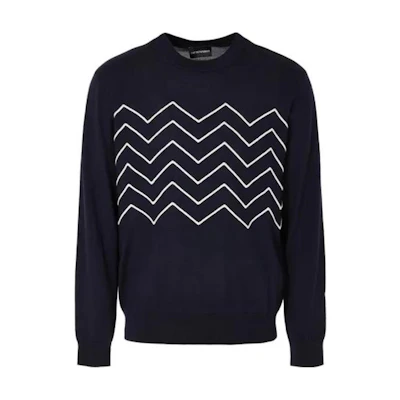 Emporio Armani Oversized Crewneck Graphic Print Long Sleeve Sweater. 6R1MXH1-MFYZ1-09B3