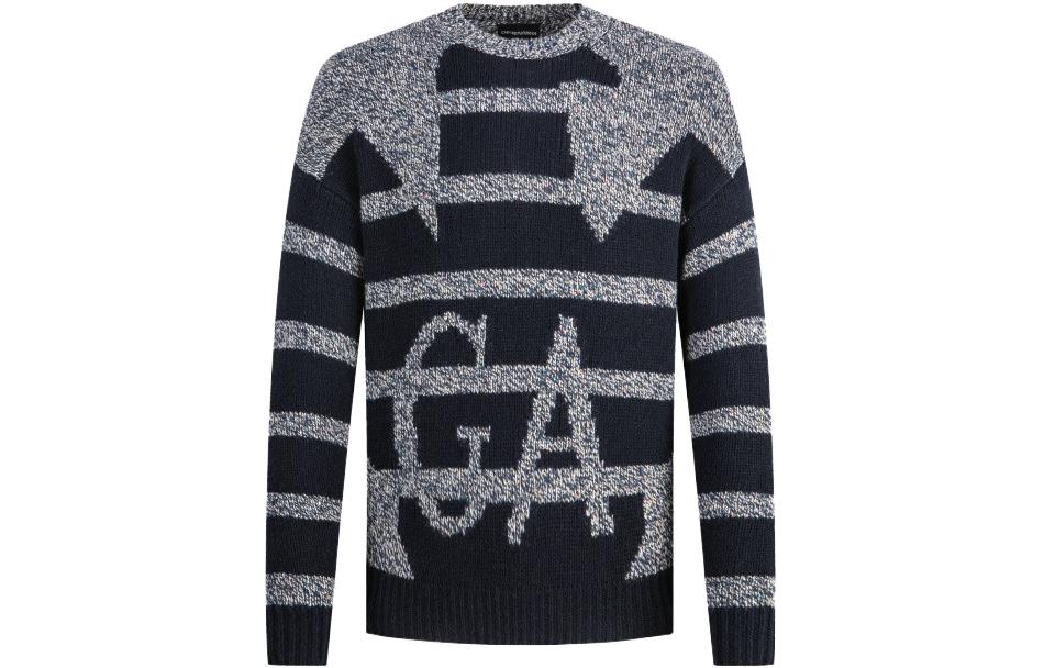 Lookbook Emporio Armani 寬版老鷹圖紋拼接針織毛衣 6R1MXR-1MMCZ-1F1F7