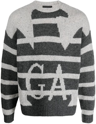 Emporio Armani 寬版老鷹圖紋拼接針織毛衣 6R1MXR-1MMCZ-1F1F7 1