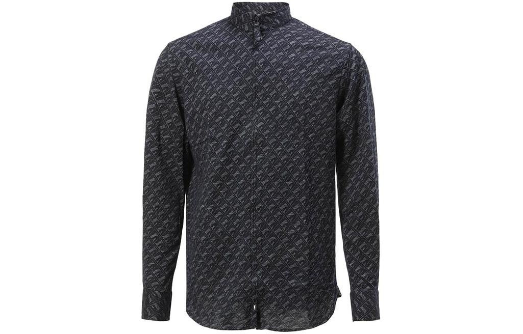 EMPORIO ARMANI  Patterned Full-Print Casual Long-Sleeve Shirt - Navy. I1SM9L-I11F2-042
