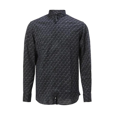 EMPORIO ARMANI Patterned Full-Print Casual Long-Sleeve Shirt - Navy. I1SM9L-I11F2-042