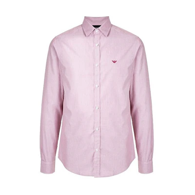 Emporio Armani Pink Logo Embroidered Long Sleeve Casual Shirt. 8N1C75-1V04Z-0395