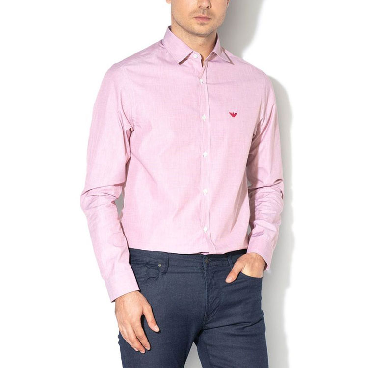 Lookbook Emporio Armani Kemeja Kasual Lengan Panjang Pink Logo Bordir. 8N1C75-1V04Z-0395