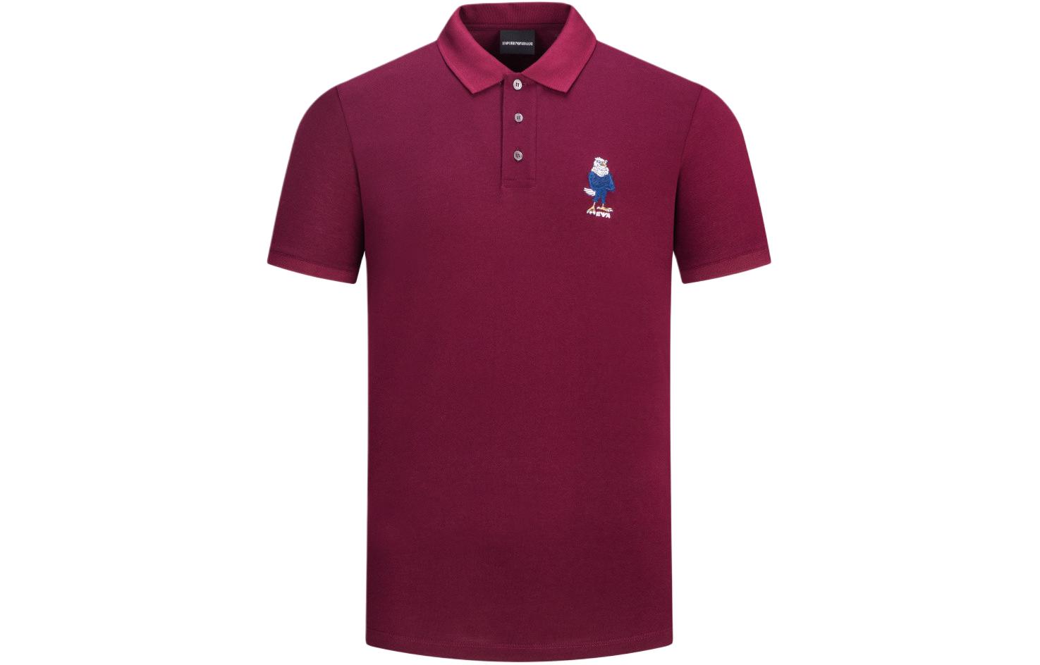 Emporio Armani  Polo Shirt with Eagle Logo Embroidery in Wine Red. 6L1FD7-1JTKZ-0397