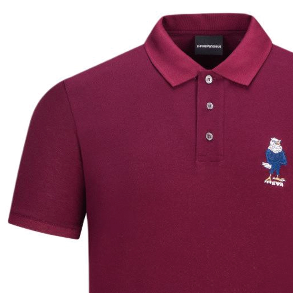 Cheap エンポリオアルマーニ イーグルロゴ刺繍入りポロシャツ ワインレッド 6L1FD7-1JTKZ-0397