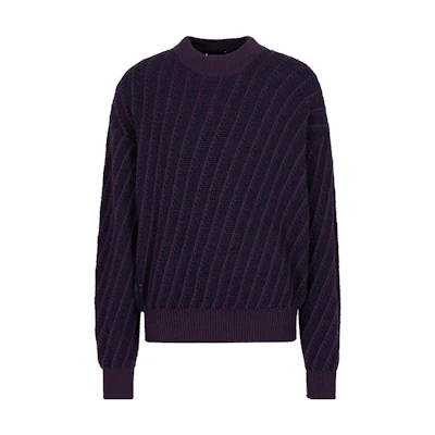 Emporio Armani Purple Embossed Colorblock Crewneck Sweater. 6R1MV6-1M08Z-1F902
