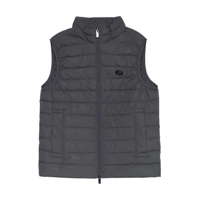 Emporio Armani Quilted Down Vest in Solid Iron Gray Color. 8N1BQ1-1NLRZ-0633