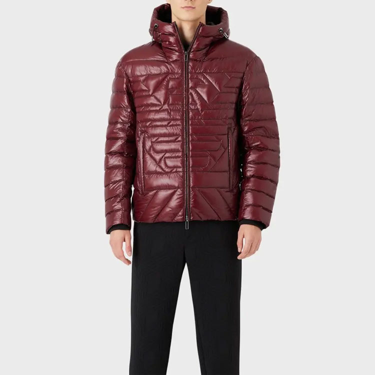Shop エンポリオ アルマーニ レッドフード付きパファージャケット FW22 秋冬 長袖デザイン 6L1BN7-1NPDZ-0397
