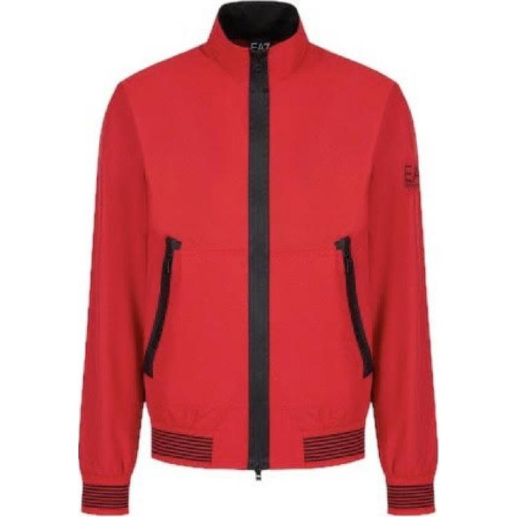 Emporio Armani  Red Logo Print Stand Collar Zip-Up Jacket. 3RPB11-PN27Z-1451
