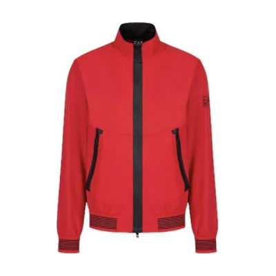 Emporio Armani Red Logo Print Stand Collar Zip-Up Jacket. 3RPB11-PN27Z-1451