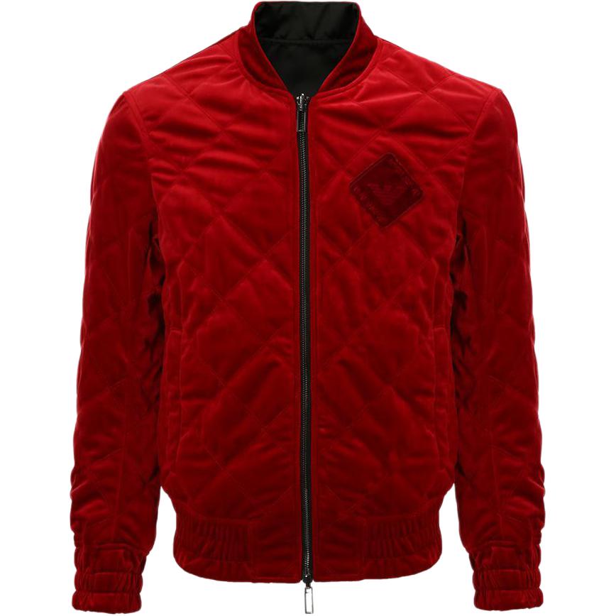 EMPORIO ARMANI  Red Logo Zip-Up Baseball Collar Cotton Jacket. 3H1B8E-1NGLZ-0361