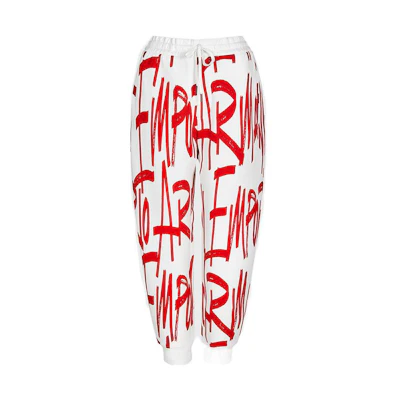 EMPORIO ARMANI Red/White Jogger Pants with Logo Print - Relaxed Fit. 6K1PS8-1JHSZ-F159