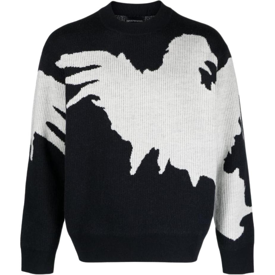 Emporio Armani  Ribbed Knit Crewneck Sweater in Navy Blue. 6R1MXV-1MMEZ-0920