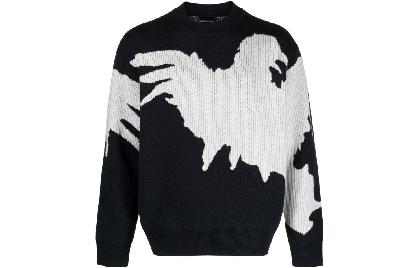 Order 安普里奥·阿玛尼海军蓝罗纹针织圆领毛衣. 6R1MXV-1MMEZ-0920