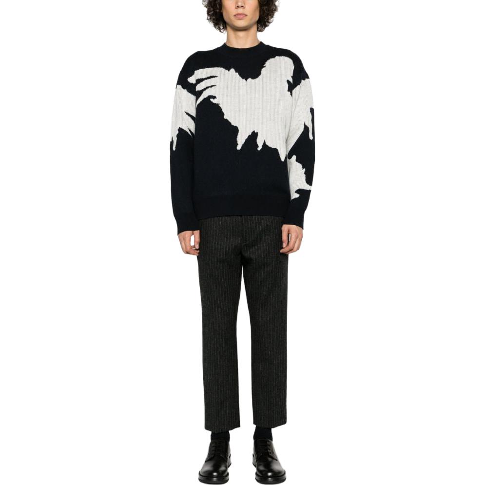 Lookbook 安普里奥·阿玛尼海军蓝罗纹针织圆领毛衣. 6R1MXV-1MMEZ-0920