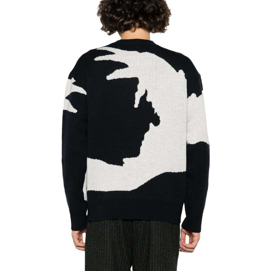 Shop 安普里奥·阿玛尼海军蓝罗纹针织圆领毛衣. 6R1MXV-1MMEZ-0920