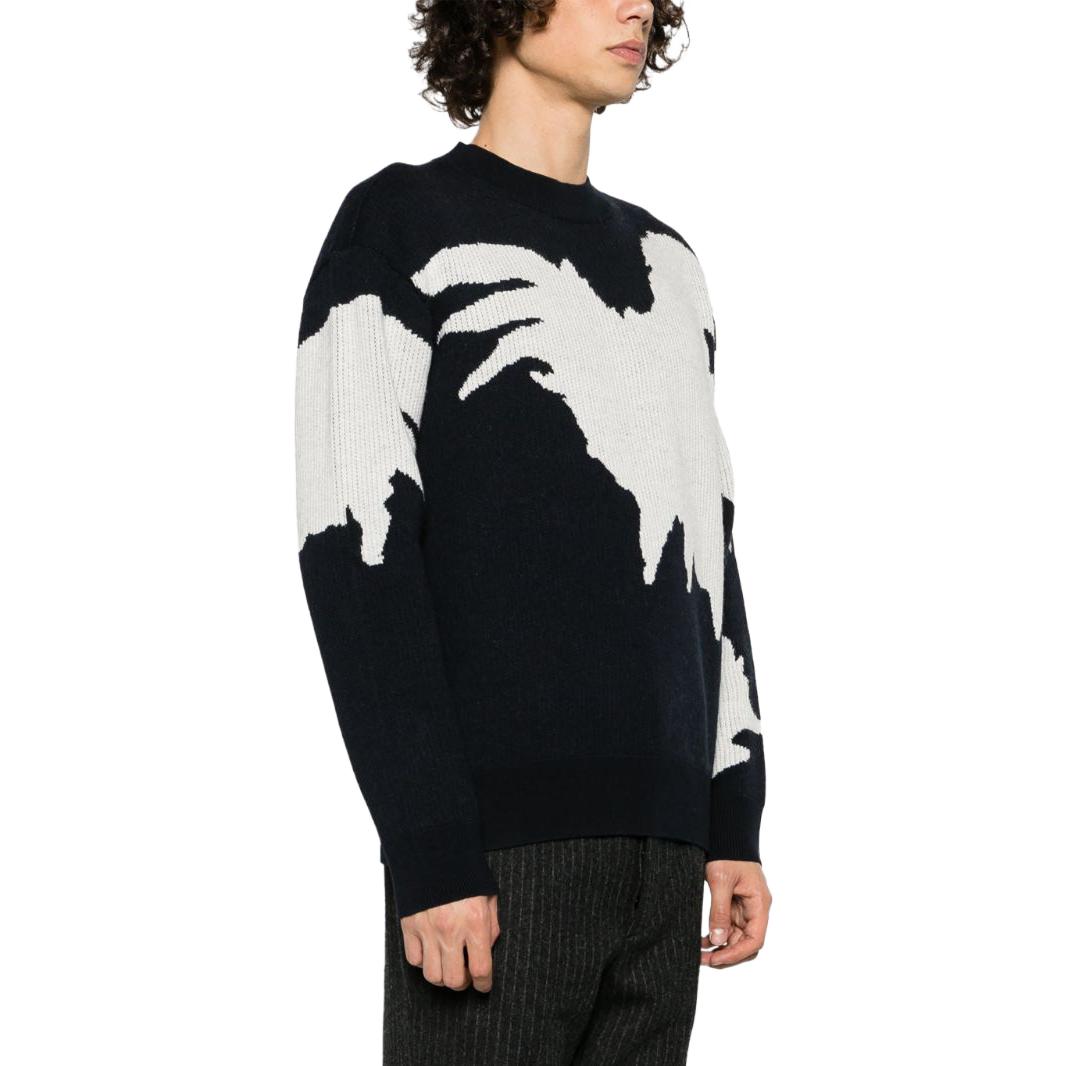 Purchase 安普里奥·阿玛尼海军蓝罗纹针织圆领毛衣. 6R1MXV-1MMEZ-0920