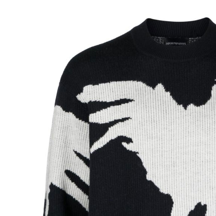 Sizing 安普里奥·阿玛尼海军蓝罗纹针织圆领毛衣. 6R1MXV-1MMEZ-0920