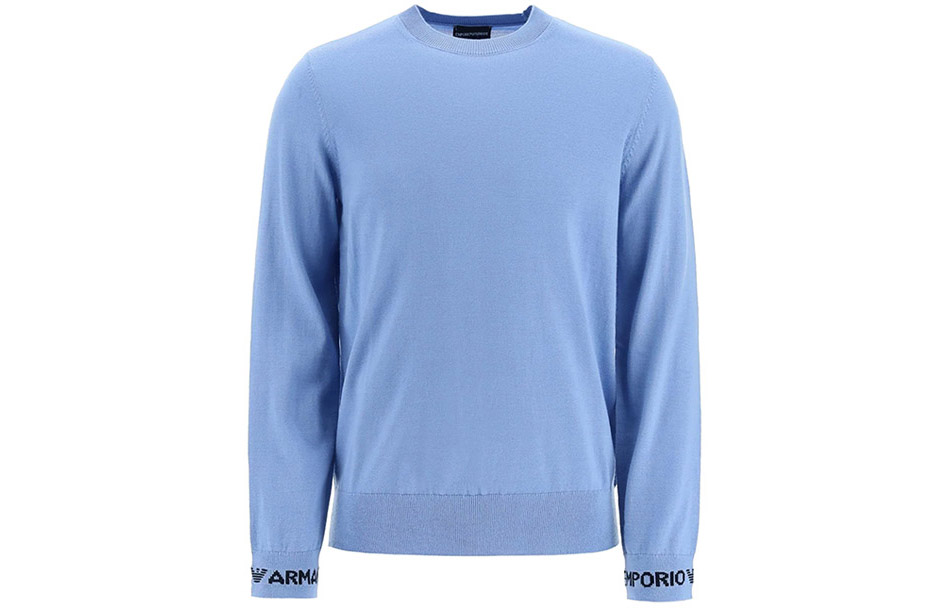 Order Emporio Armani Baju Rajut Logo Sulam Sapphire Biru. 3R1MX9-1MDZZ-0708